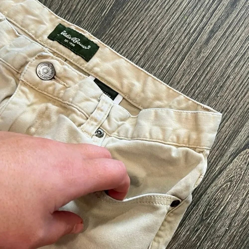 Eddie Bauer Womens Bootcut Jeans High Rise Denim Cotton Blend Stretch Tan Size 8 - Picture 5 of 12